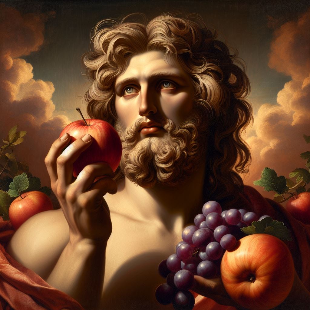 Alexander the great eating an apple